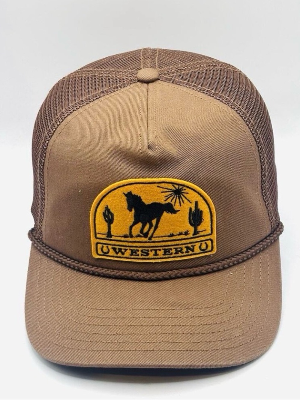 Western Brown Mesh Snap Back Brown Trucker Hat